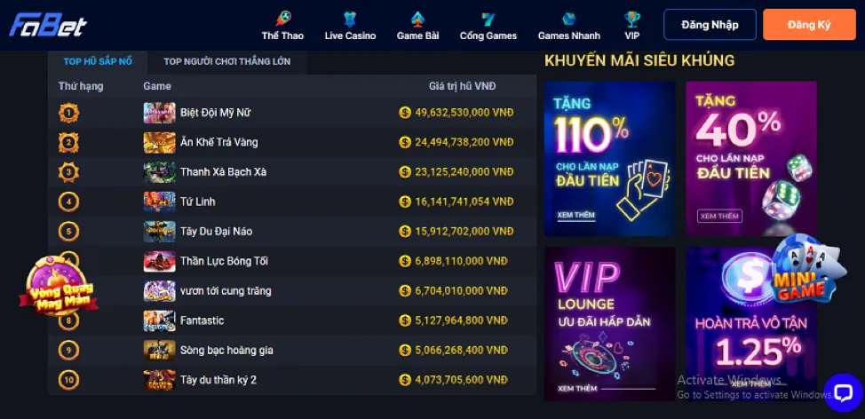 Khuyến mãi đặc biệt từng sản phẩm 6bet chính thức